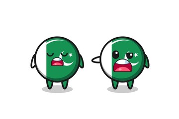 illustration of the argue between two cute pakistan flag characters