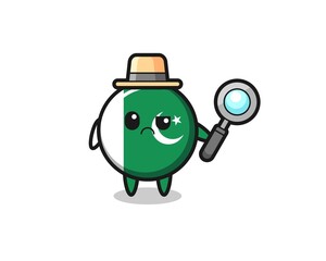 the mascot of cute pakistan flag as a detective