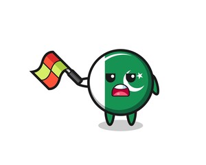 pakistan flag cartoon as the line judge hold the flag up at a 45 degree angle