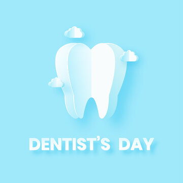 paper art illustration of dentist's day social media posts