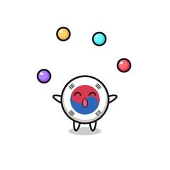the south korea flag circus cartoon juggling a ball