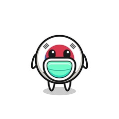 cute south korea flag cartoon wearing a mask