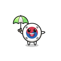 cute south korea flag illustration holding an umbrella