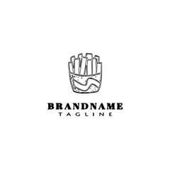 french fries cartoon logo icon design template black isolated vector illustration