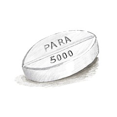 An illustration of a pill by sketching isolating on a white background 