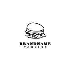 sandwich cartoon logo icon design template black isolated illustration