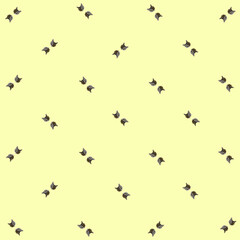 Colorful pattern of cat heads on yellow background. Top view. Flat lay. Pop art design