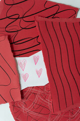 paper background with freehand lines and hearts