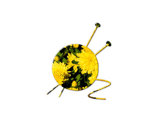 Knitter Seamstress Knit tailor Sunflowers Icon Logo Symbol illustration