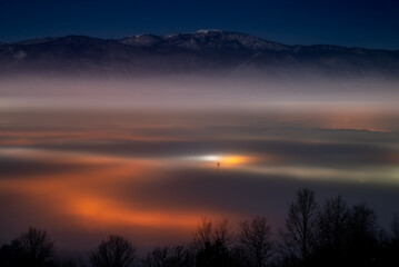 City under the fog