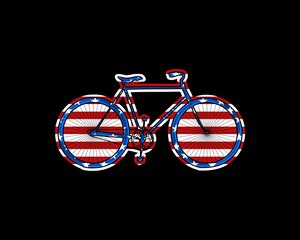 Bicycle Biker Cycle USA Flag, United States of America Icon Logo Symbol illustration