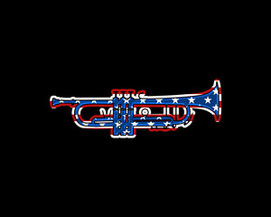 Trumpet Music USA Flag, United States of America Icon Logo Symbol illustration