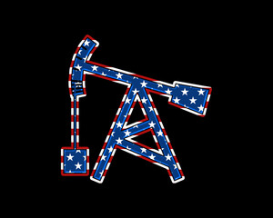 Oilfield, Frac Oil Drilling USA Flag, United States of America Icon Logo Symbol illustration