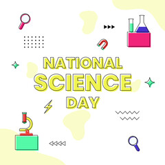Flat national science day social media posts