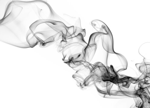 fire of black smoke abstract on white background. black ink movement