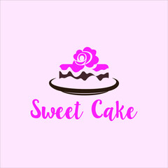 Bakery logo design with tart cake on plate