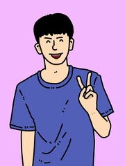 cute man cartoon on purple background