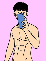 Fototapeta premium cute man cartoon on purple background