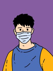 cute man cartoon on purple background