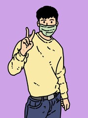 cute man cartoon on purple background