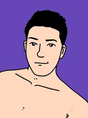 Fototapeta premium cute man cartoon on purple background