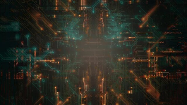 Cyberpunk matrix and computer binary code, motion abstract futuristic and cyberpunk style background