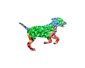 Dog Pet Running Colorful Water Rain Drops Icon Logo illustration
