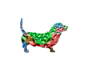 Dog Dachshund Pet Colorful Water Rain Drops Icon Logo illustration
