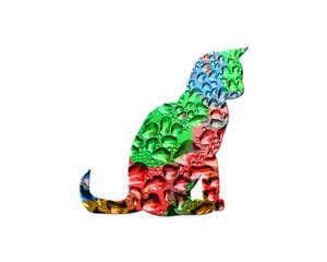 Fototapeta na wymiar Cat Kitten Pet Colorful Water Rain Drops Icon Logo illustration 