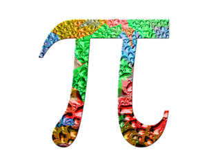 Pi Symbol, Math Ratio Colorful Water Rain Drops Icon Logo illustration
