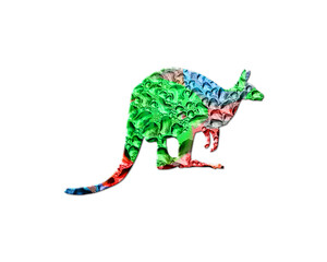 Kangaroo Animal Colorful Water Rain Drops Icon Logo illustration
