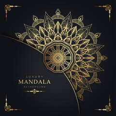 Luxury mandala background with golden arabesque pattern Arabic Islamic east style. Decorative design for wedding, invitation card	
