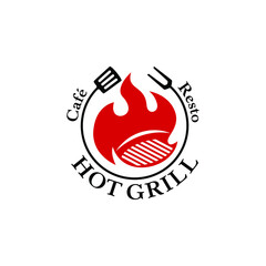 Grill Logo Design Vector. All You Can Eat Restaurant Business Logo Design Concept