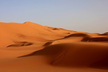Fototapeta na wymiar The Orange Sea of Sand, Called the Sahara Desert, Morocco