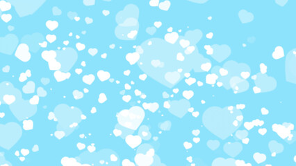Fototapeta na wymiar small white tone hundred hearts element and blur bigger hearts on pastel blue