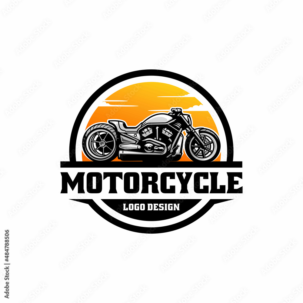 Poster motorbike - chooper - motorcycle logo vector with emblem style