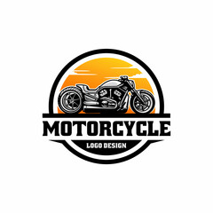 motorbike - chooper - motorcycle logo vector with emblem style - obrazy, fototapety, plakaty
