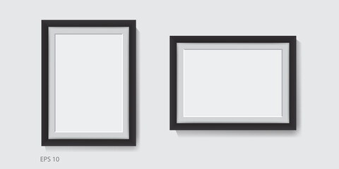 Mock up blank picture frame for photographs. Isolated vector illustration