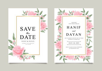 Wedding invitation set with floral watercolor decoration