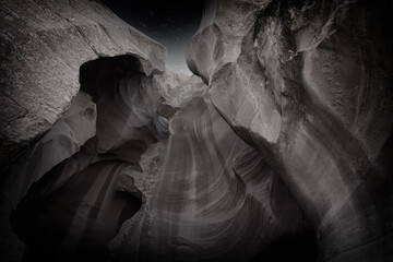 Antelope Canyon rock formation in Arizona during early night time