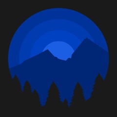 Mountain vector icon, silhouette concept logo design