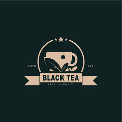
black tea in cup cool logo design