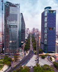 Naklejka premium Aerial photo of Reforma street in Mexico City
