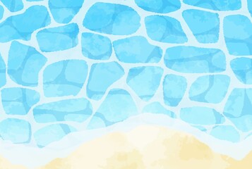 優しい水彩の海の背景イラスト