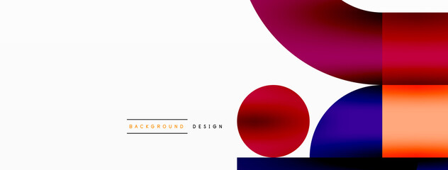 Circle and square geometric background. Round shapes with squares and triangles composition for wallpaper, banner, background or landing