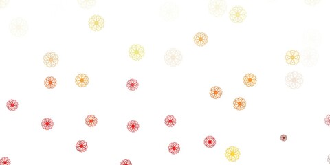 Light orange vector doodle texture with flowers.