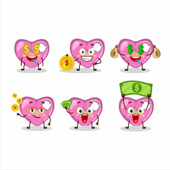Pink broken heart love cartoon character with cute emoticon bring money