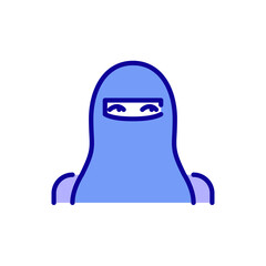 Woman wearing a niqab. Pixel perfect, editable stroke color avatar icon