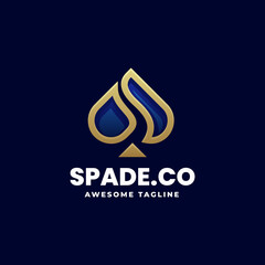 Vector Logo Illustration Spade Line Art Gradient Style.