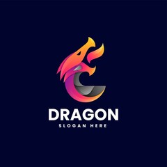 Vector Logo Illustration Dragon Gradient Colorful Style.